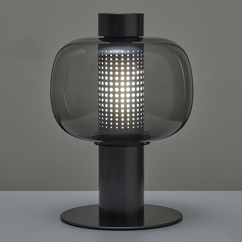 Drum Night Table Lamps Modern Style Glass 1 Light Table Lamp
