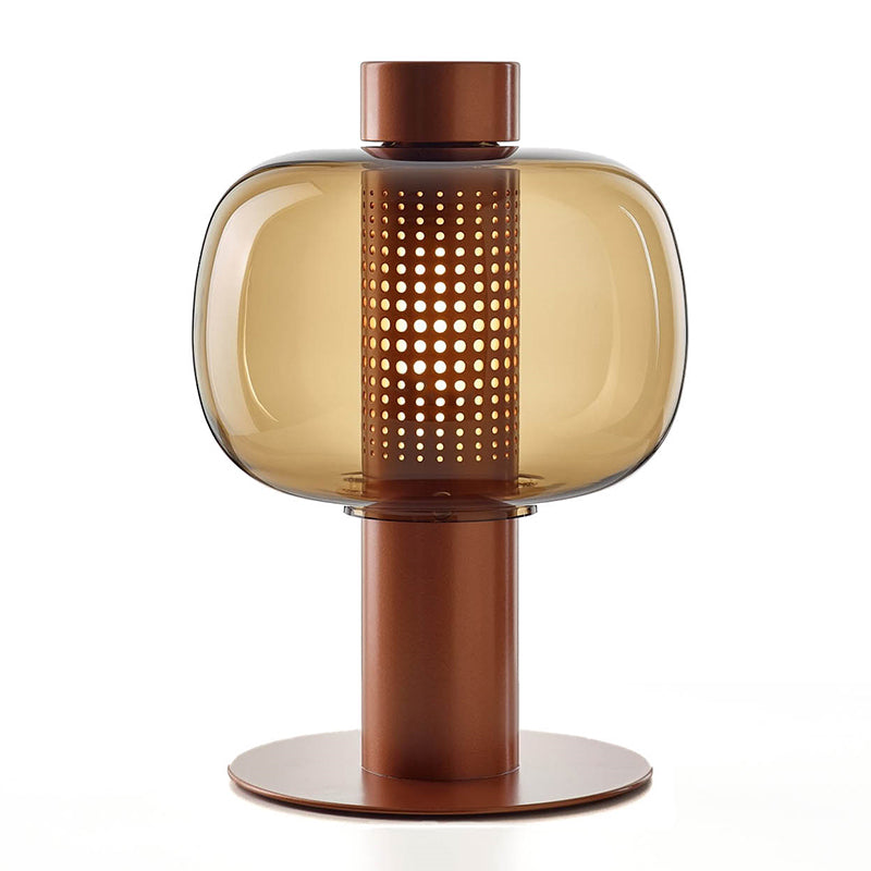 Drum Night Table Lamps Modern Style Glass 1 Light Table Lamp