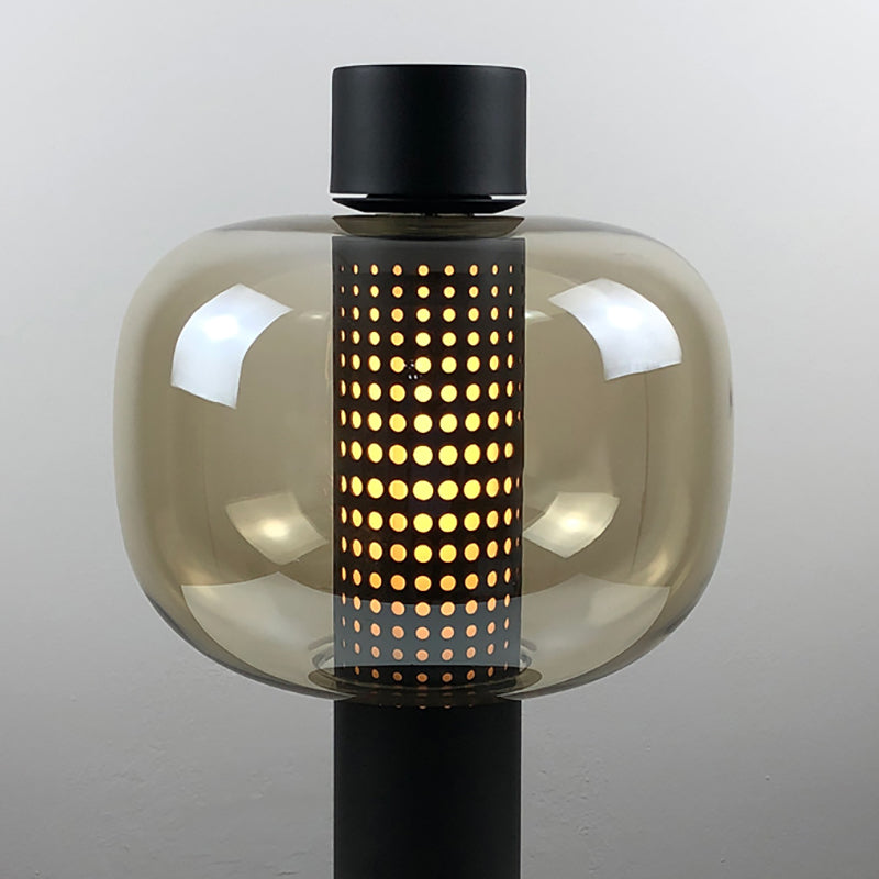 Drum Night Table Lamps Modern Style Glass 1 Light Table Lamp