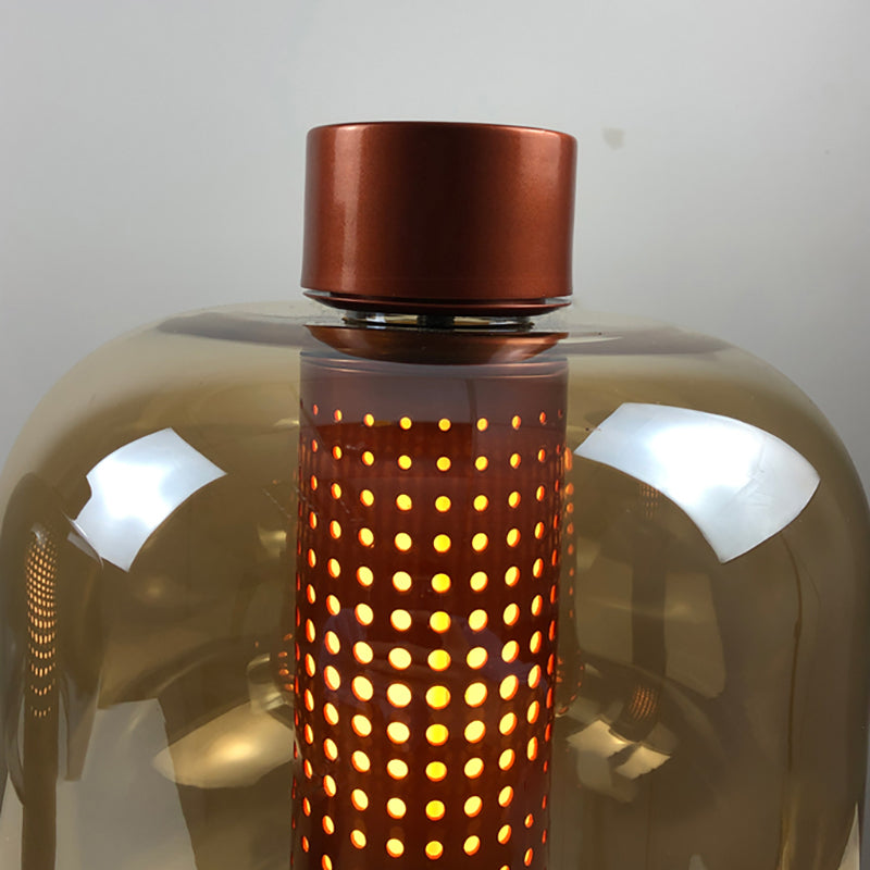 Drum Night Table Lamps Modern Style Glass 1 Light Table Lamp