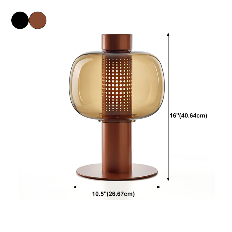 Drum Night Table Lamps Modern Style Glass 1 Light Table Lamp