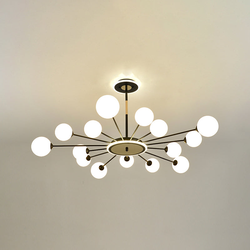Glass Spherical Shape Chandelier Light Modern Style Multi Light Hanging Lamp for Bedroom