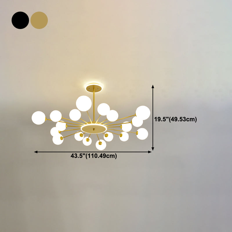 Glass Spherical Shape Chandelier Light Modern Style Multi Light Hanging Lamp for Bedroom