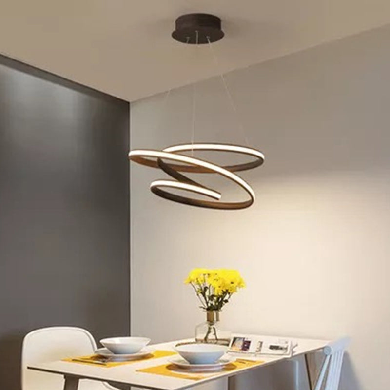 Twisted Ceiling Pendant Light Contemporary Style LED Metal Hanging Chandelier