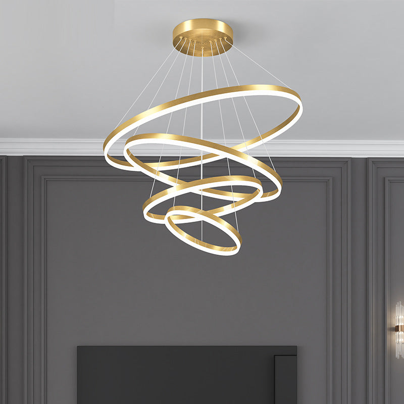 Rings Ceiling Pendant Light Modern Style LED Metal Hanging Chandelier