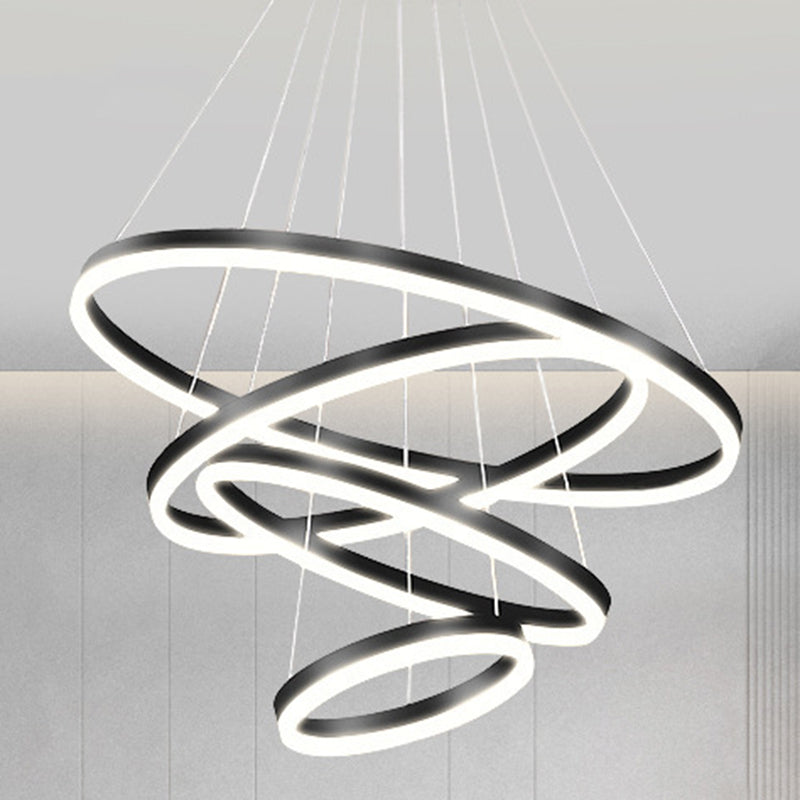 Rings Ceiling Pendant Light Modern Style LED Metal Hanging Chandelier