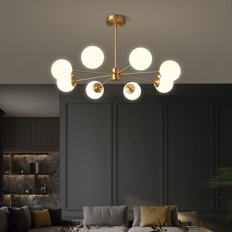 Modern Brass Chandelier Globe Multi Light Chandelier Pendant with Glass for Living Room