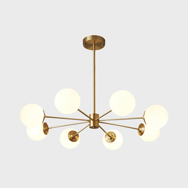 Modern Brass Chandelier Globe Multi Light Chandelier Pendant with Glass for Living Room