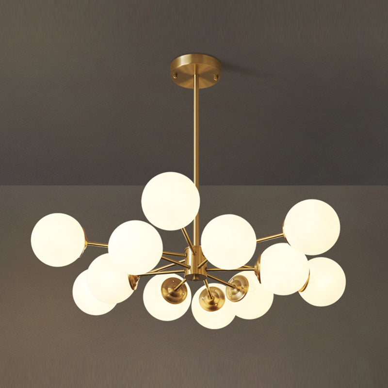 Modern Brass Chandelier Globe Multi Light Chandelier Pendant with Glass for Living Room