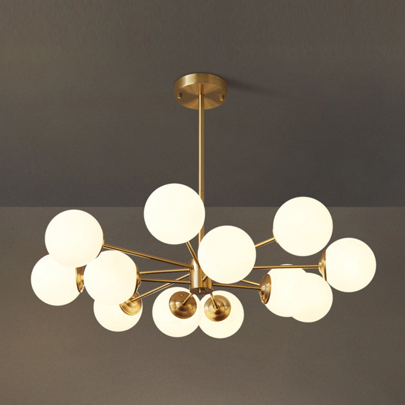 Modern Brass Chandelier Globe Multi Light Chandelier Pendant with Glass for Living Room