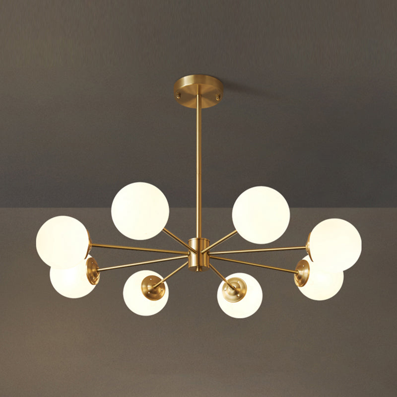 Modern Brass Chandelier Globe Multi Light Chandelier Pendant with Glass for Living Room