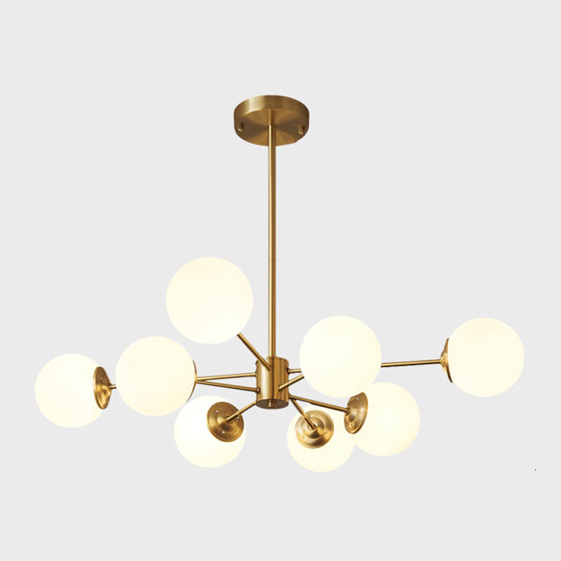 Modern Brass Chandelier Globe Multi Light Chandelier Pendant with Glass for Living Room