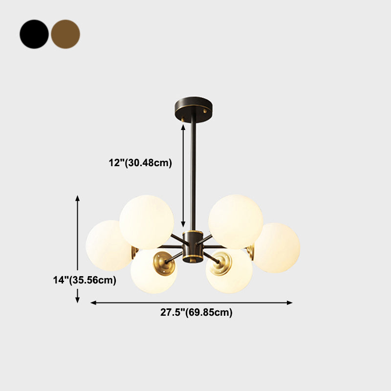 Modern Brass Chandelier Globe Multi Light Chandelier Pendant with Glass for Living Room