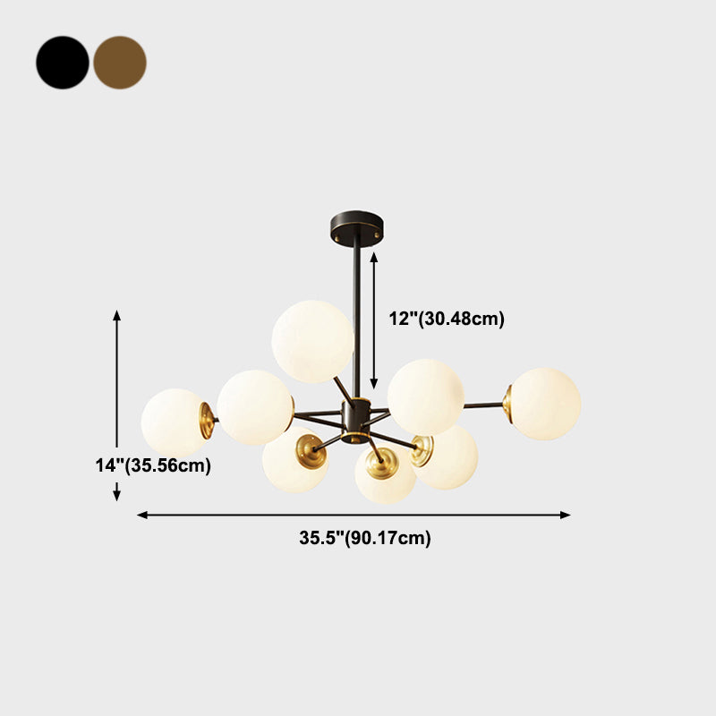 Modern Brass Chandelier Globe Multi Light Chandelier Pendant with Glass for Living Room