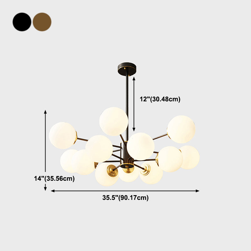 Modern Brass Chandelier Globe Multi Light Chandelier Pendant with Glass for Living Room