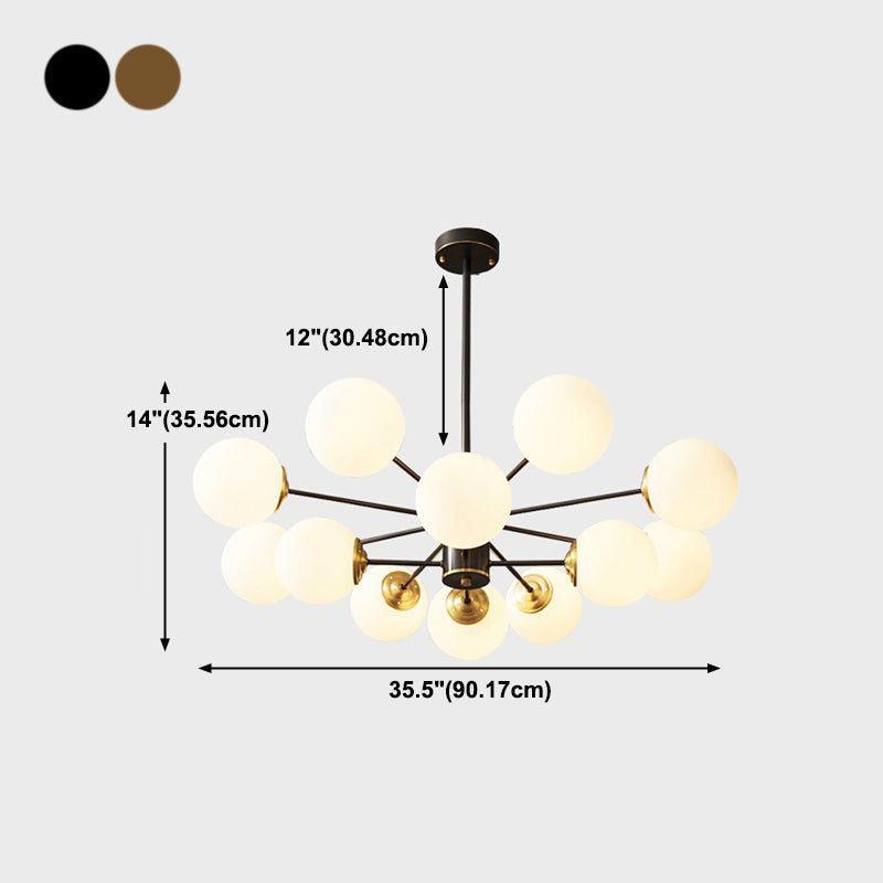 Modern Brass Chandelier Globe Multi Light Chandelier Pendant with Glass for Living Room