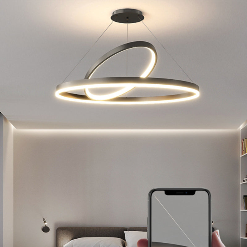 Modern Style Unique Chandelier Metal 2 Light Hanging Lamp for Bedroom