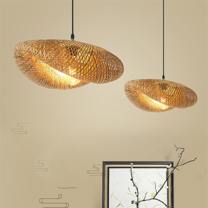 Contemporary Style Hanging Light Bamboo Pendent Lighting Fixture for Living Room