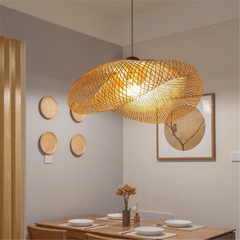 Contemporary Style Hanging Light Bamboo Pendent Lighting Fixture for Living Room