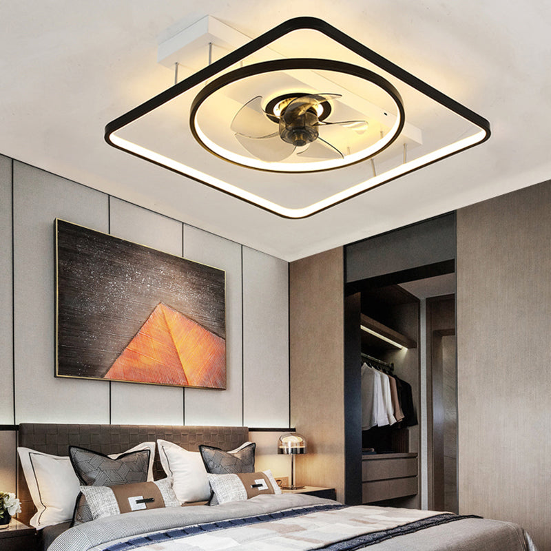 Modern Style Geometric Fan Light Metal LED Flush Mount Light for Bedroom