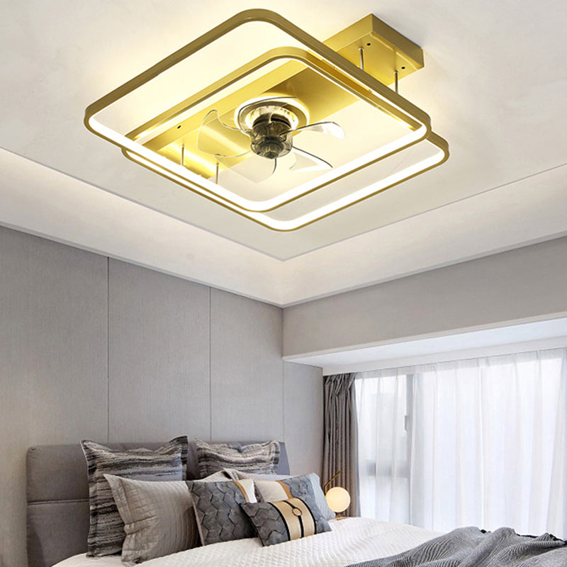 Modern Style Geometric Fan Light Metal LED Flush Mount Light for Bedroom