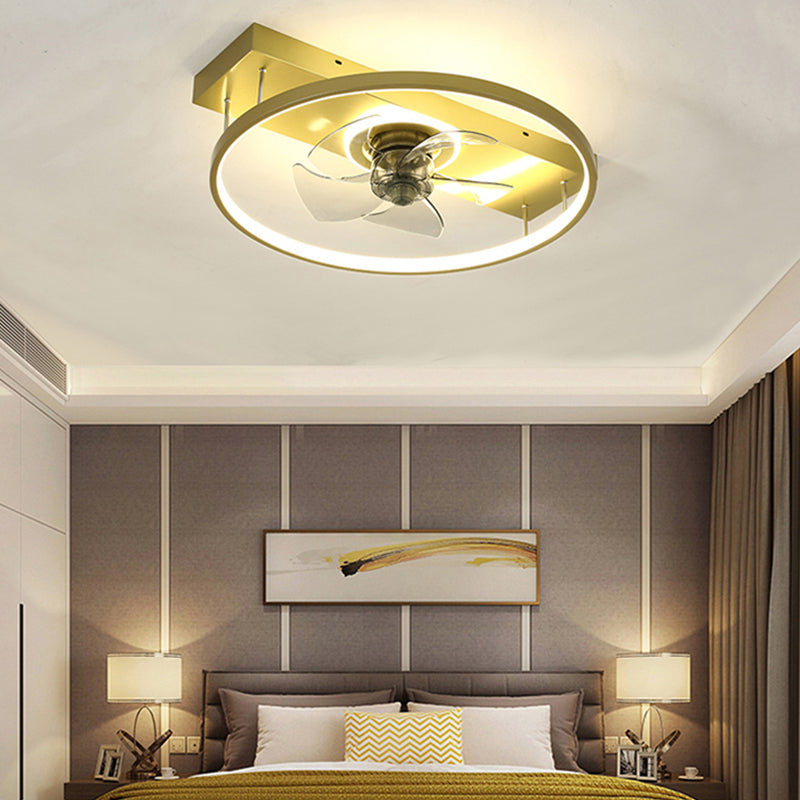 Modern Style Geometric Fan Light Metal LED Flush Mount Light for Bedroom