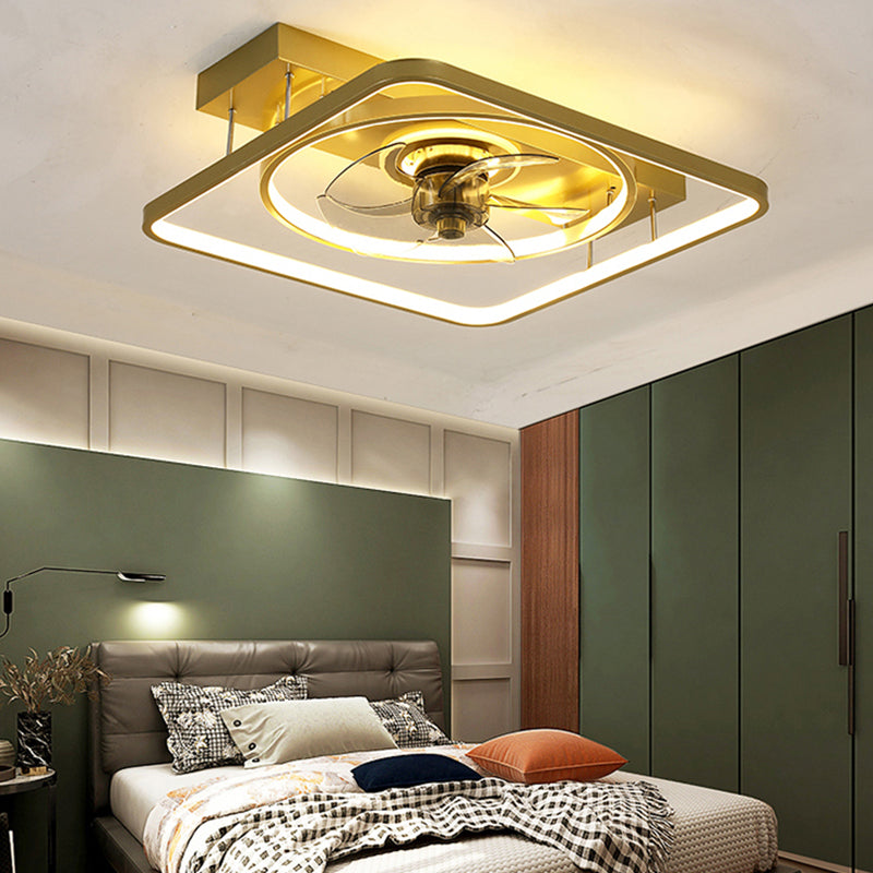 Modern Style Geometric Fan Light Metal LED Flush Mount Light for Bedroom