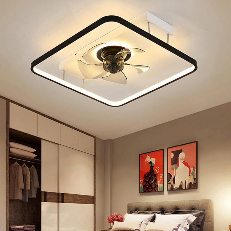 Modern Style Geometric Fan Light Metal LED Flush Mount Light for Bedroom
