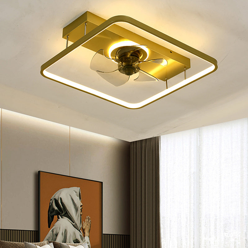 Modern Style Geometric Fan Light Metal LED Flush Mount Light for Bedroom