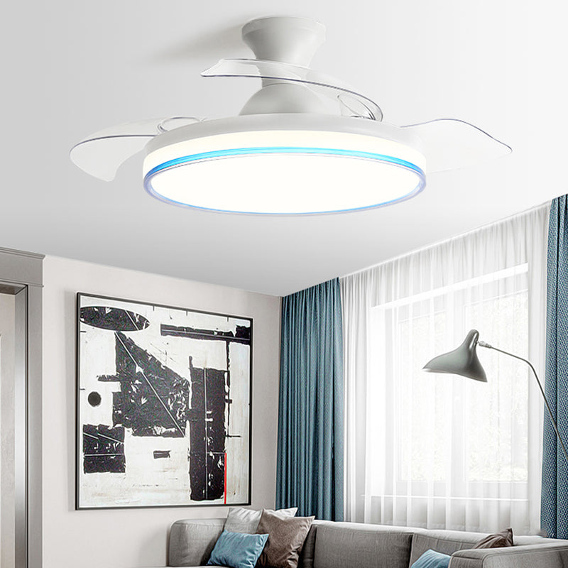 Circular Bedroom Ceiling Fan Light Frequency Conversion Nordic Style LED Semi Flush Mount