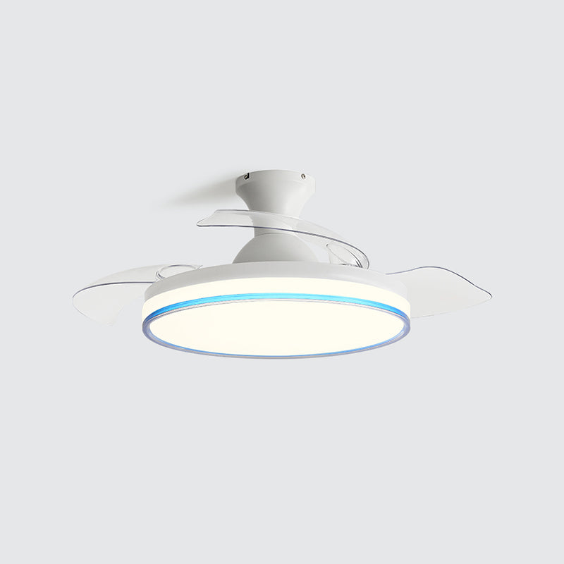 Circular Bedroom Ceiling Fan Light Frequency Conversion Nordic Style LED Semi Flush Mount