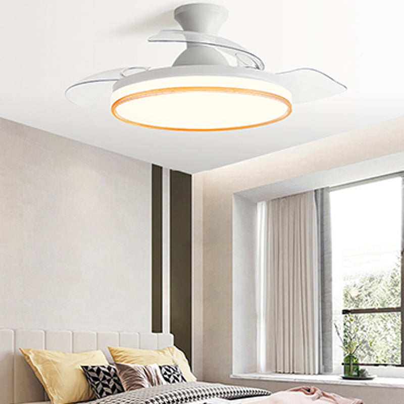 Circular Bedroom Ceiling Fan Light Frequency Conversion Nordic Style LED Semi Flush Mount