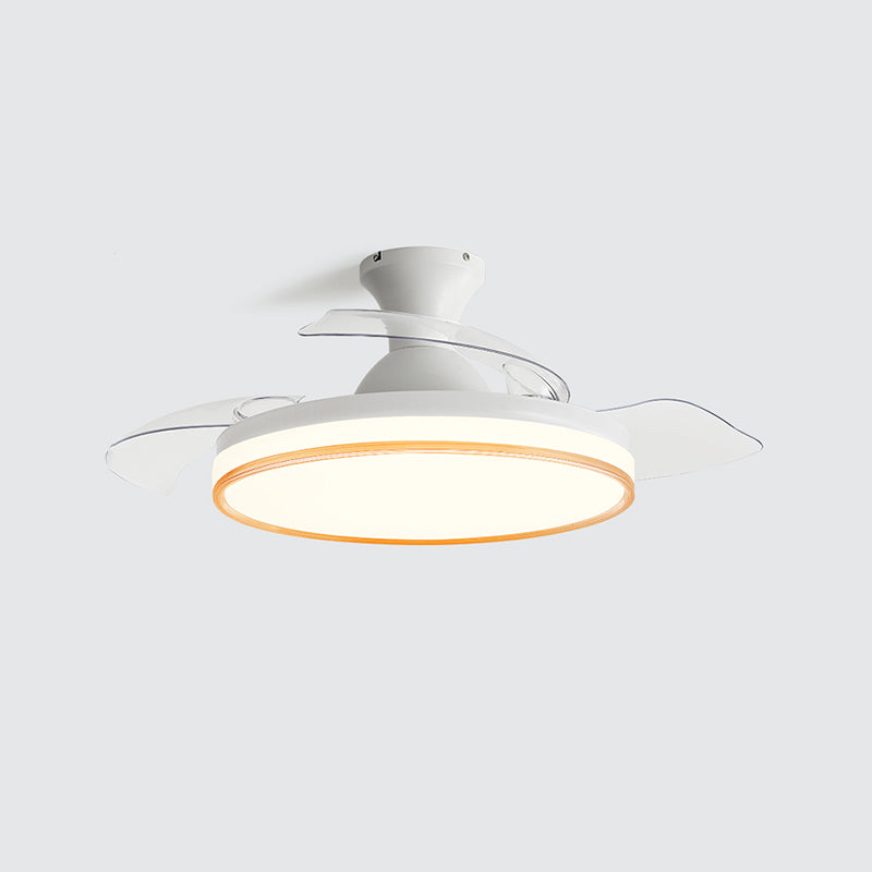 Circular Bedroom Ceiling Fan Light Frequency Conversion Nordic Style LED Semi Flush Mount