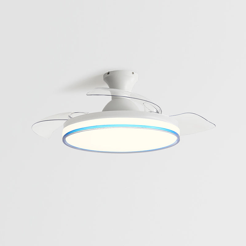 Circular Bedroom Ceiling Fan Light Frequency Conversion Nordic Style LED Semi Flush Mount