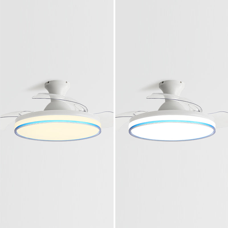 Circular Bedroom Ceiling Fan Light Frequency Conversion Nordic Style LED Semi Flush Mount