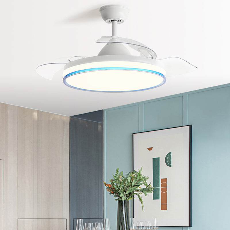 Circular Bedroom Ceiling Fan Light Frequency Conversion Nordic Style LED Semi Flush Mount