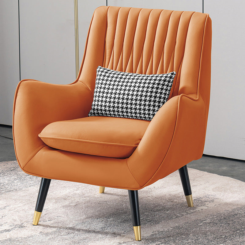 Modern Faux Leather 31.5"Wide Armchair with Basic Four Legs for Bedroom