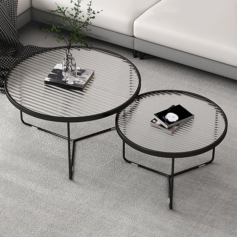 Trestle 2 Nesting Coffee Table Modern Tempered Glass 18'' Coffee Table Set