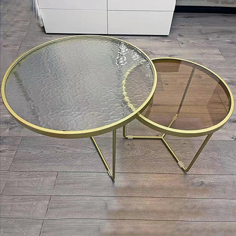 Trestle 2 Nesting Coffee Table Modern Tempered Glass 18'' Coffee Table Set