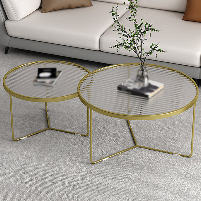 Trestle 2 Nesting Coffee Table Modern Tempered Glass 18'' Coffee Table Set