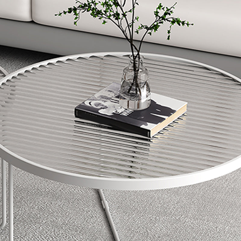 Trestle 2 Nesting Coffee Table Modern Tempered Glass 18'' Coffee Table Set