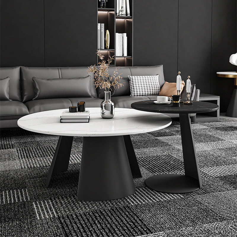 Modern Fixed Top Coffee Table Round Steel Abstract Cocktail Table