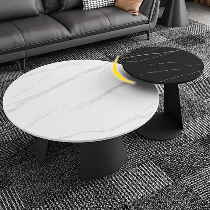 Modern Fixed Top Coffee Table Round Steel Abstract Cocktail Table