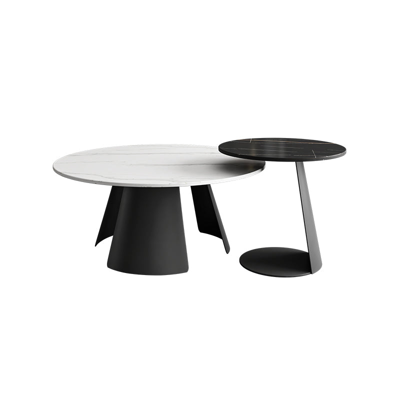 Modern Fixed Top Coffee Table Round Steel Abstract Cocktail Table