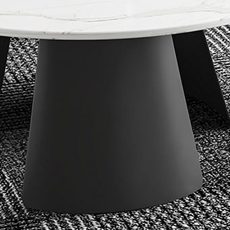 Modern Fixed Top Coffee Table Round Steel Abstract Cocktail Table