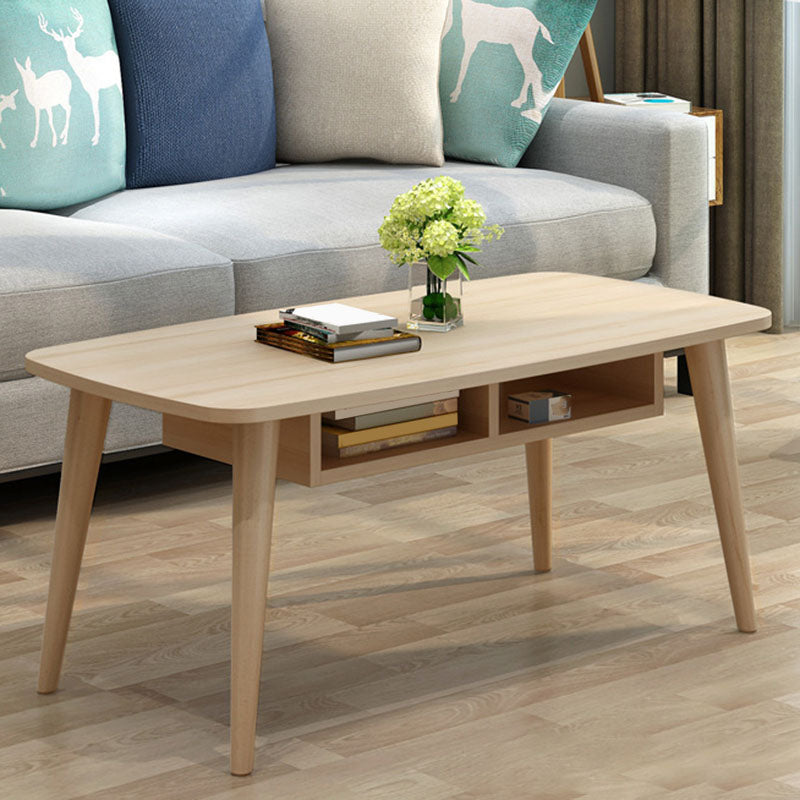 Modern 4 Legs Cocktail Table Rectangular Coffee Table - White/Wood