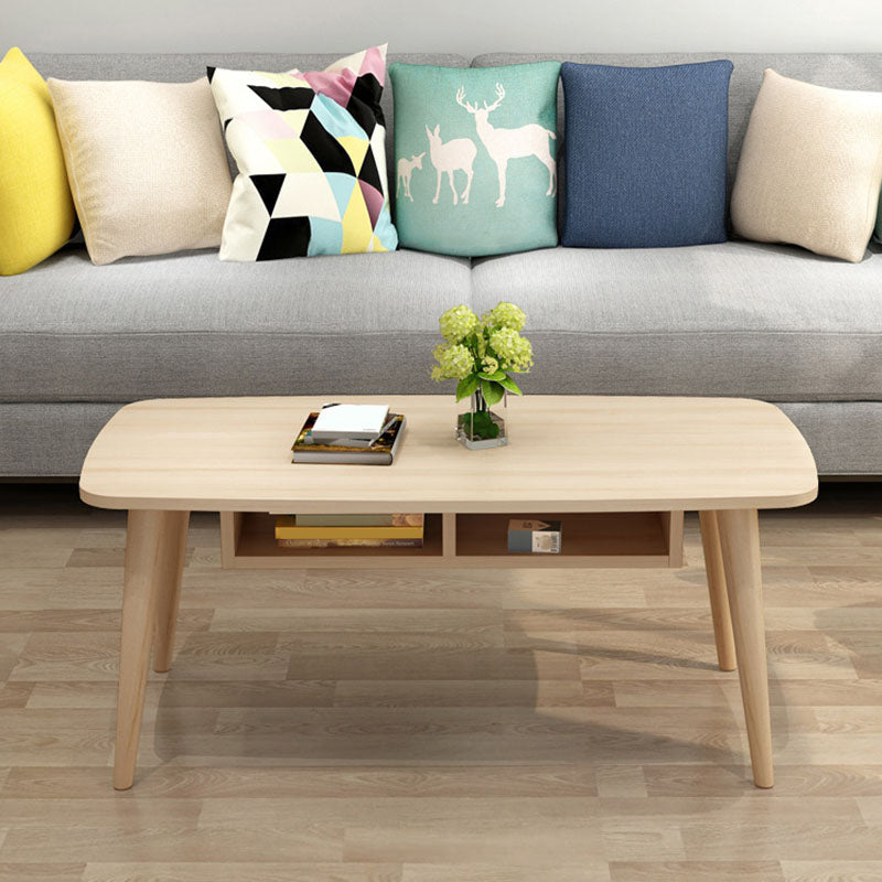 Modern 4 Legs Cocktail Table Rectangular Coffee Table - White/Wood