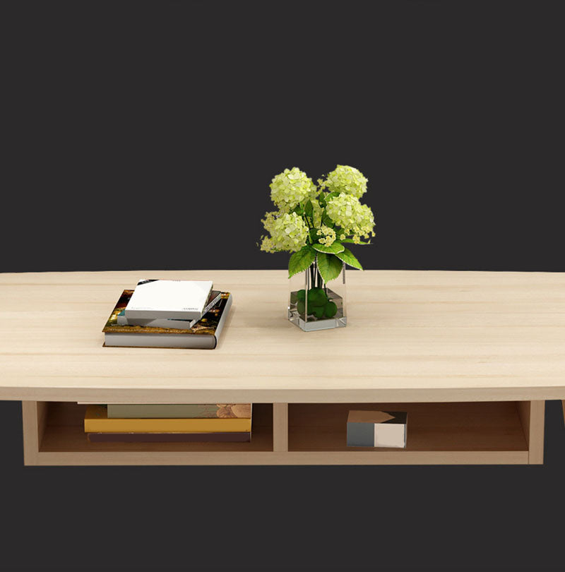 Modern 4 Legs Cocktail Table Rectangular Coffee Table - White/Wood