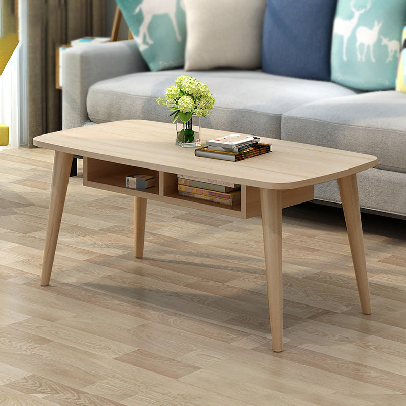 Modern 4 Legs Cocktail Table Rectangular Coffee Table - White/Wood
