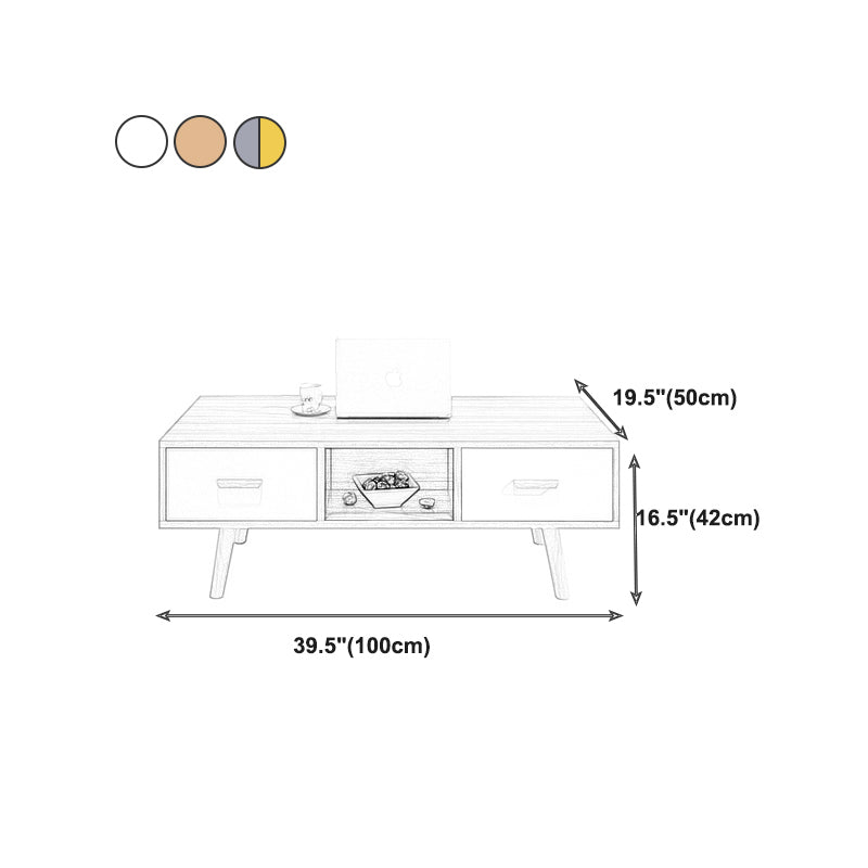Contemporary 4 Legs Cocktail Table Wood 1 Single Coffee Table with Drawers